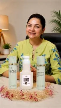 Creator demonstrating FYC skincare